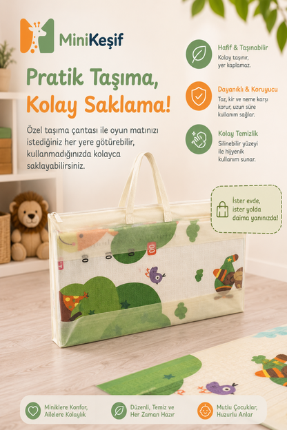 Katlanabilir Çift Taraflı Oyun Matı (Orman Safari & Boy Ölçer)